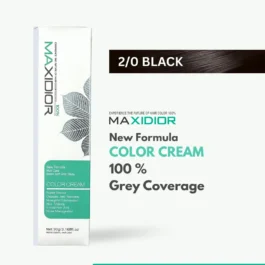 Maxidior Hair Color Natural Black 2/0 – New Ammonia-Free Formula with 100% Grey Coverage
