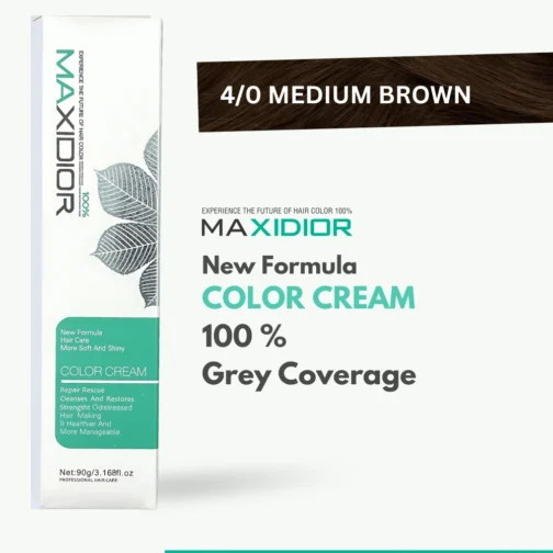 Maxidior Hair Color – Medium Brown 4/0 (Ammonia-Free, 90G)