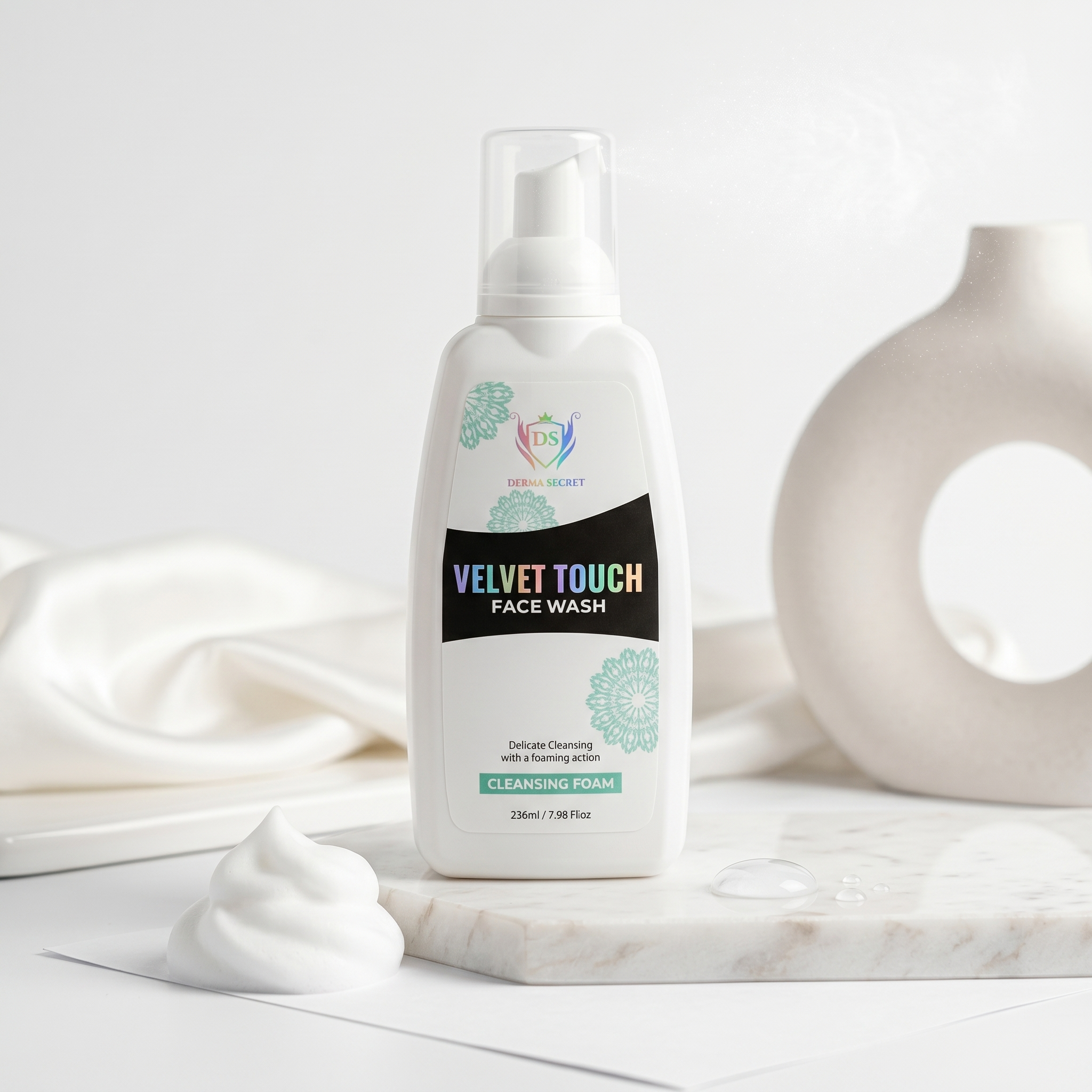 Derma Secret Velvet Touch Facewash – Gentle Foaming Cleanser for Sensitive & Dry Skin
